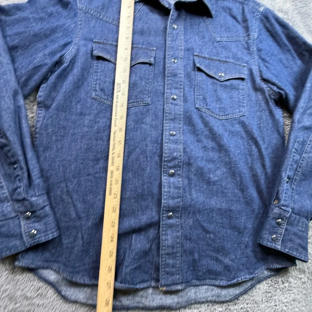 Banana Republic Western Shirt Mens M Blue Excellent Hemp Blend Pearl Snap Denim